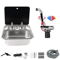 Produktbild von Amosfun Kleines Edelstahl-waschbecken Mit Einzelbecken Wandmontiert Für Wohnwagen Und Wohnmobil Multifunktional Für Gemüse Geschirr Hände Platzsparendes Design Hochwertige Einbaumöglichkei