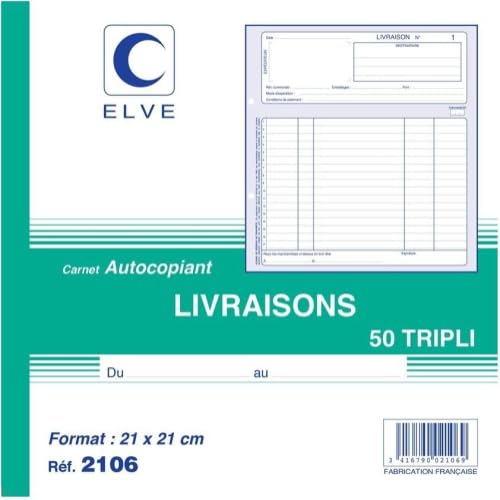Lot de 5 Carnet Livraisons - 21x21 - 50 tripli