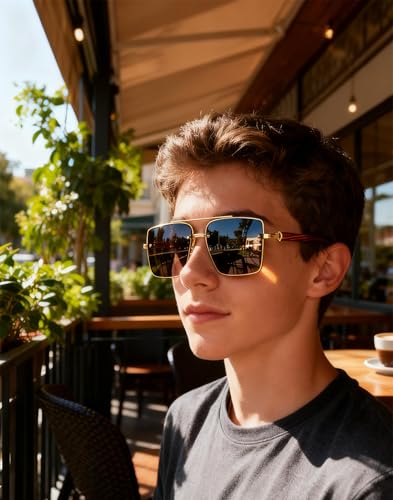 Image of Classic Mens Sunglasses Fashion Gold Frame Shades for Men UV 400 Protection Sunnies(7563)
