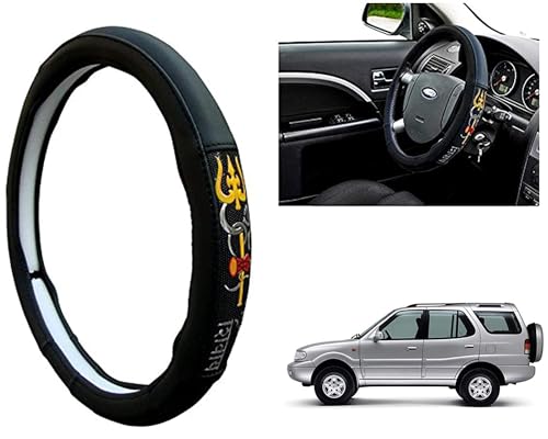 Image of Chromium Om Namah Shivay Car Steering Cover for TATA Safari Pack of 1