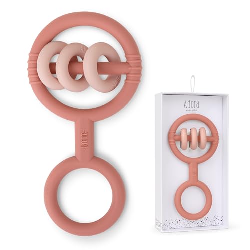 Image of La'dore Baby Teething Toys Premium Baby Double Teether Soft Food-Grade Silicone Teethers for Babies – Shaped Easy to Clean Teething Ring Soother for Infants (Rosewood)