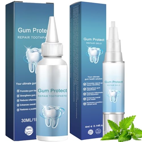 2pcs Mullend Gum Repair Gel and Toothpaste,Gum Protect Repair Gel,Teeth Whitening G/el,Receding G/um Rep/air,Toothache Pain Relief for Adult,Bad Breath Treatment,Teeth Re/Pair G/el,Tooth Pain Relief