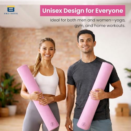 Image of Btag Premium TPE Yoga Mat for Women & Men | Anti-Slip Exercise & Gym Mat for Home Workouts | Lightweight & Durable | 6 mm (Pink)