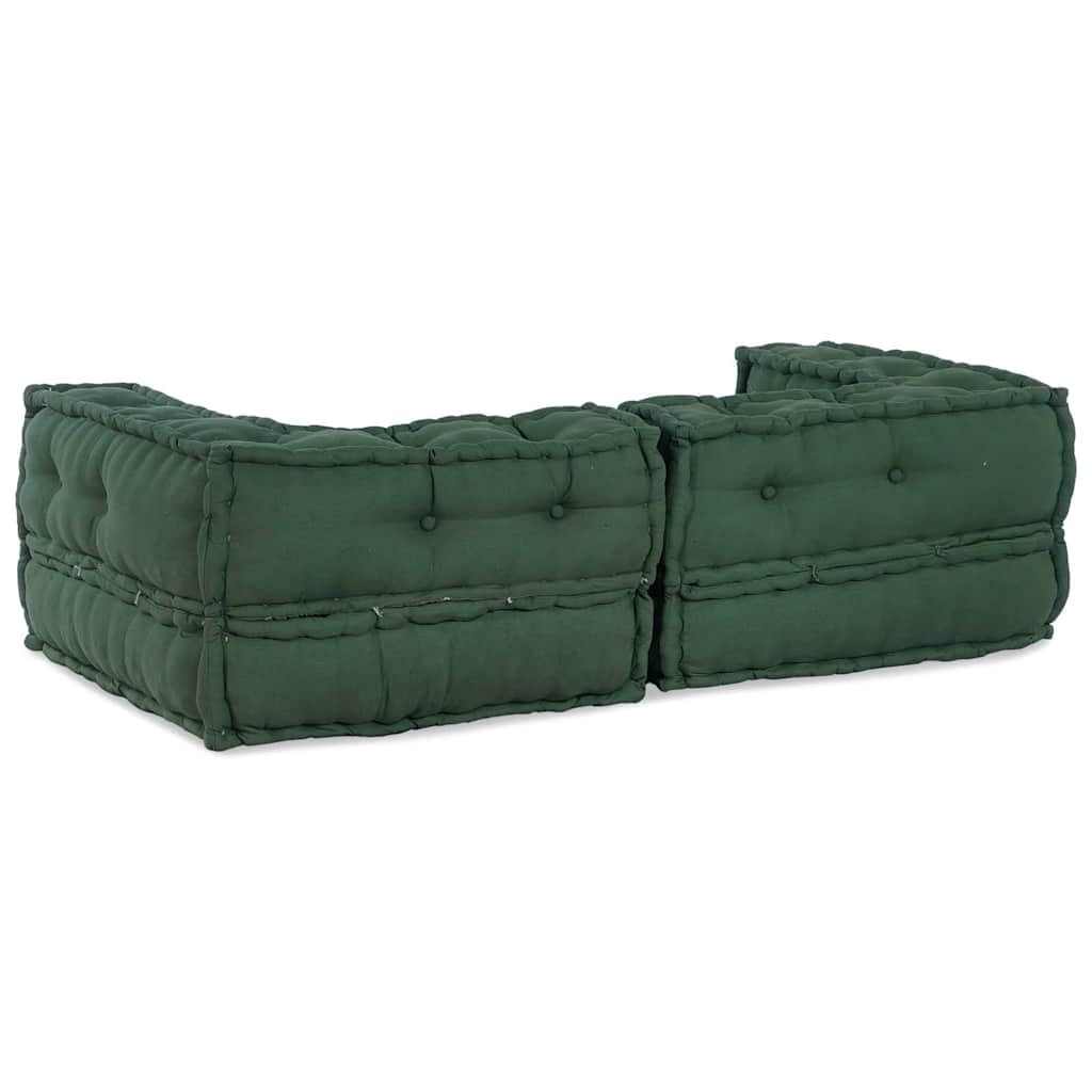 Hothingwell Sofá Modular 2 Plazas de Tela Verde 140x70x36 | Algodón Suave, Relleno de Espuma, Reconfigurable, Ideal para Sala y Porche
