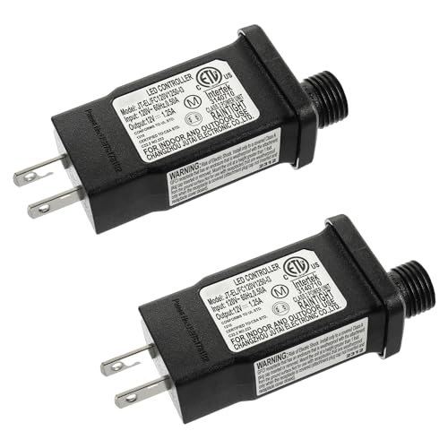 SIGANDG 12V 15W LED Transformer Replacement Class 2 Power LED Controller with 8 Modes Supply for Christmas String Light Inflatable Decorations IP44 Waterproof Low Voltage Transformer(2 Pcs)