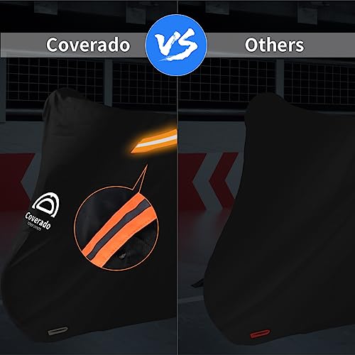 Image of Motorcycle Cover, Motorcycle Cover Waterproof Outdoor with Lock Holes and Inner Flame Retardant Cloth Snow Rain Uv Protection Motorcycle Covers Fit for Harley Davidson Yamaha Etc (Up to 97'' Length)