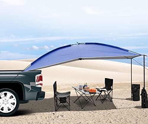UBOWAY Awning Sun Shelter: Waterproof Auto Canopy Camper Trailer Tent Roof Top for SUV Minivan Hatchback Camping Outdoor Travel 5-6Persons