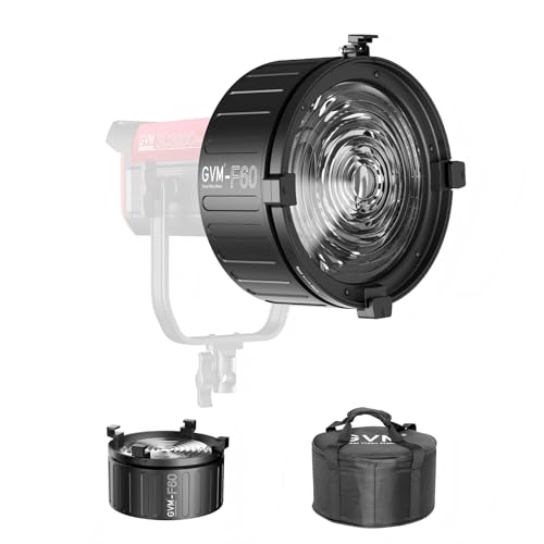 GVM F60 Lentille de Fresnel pour lampe vidéo LED avec support Bowens, compatible avec PROSD400B, 500B, 650B, SD600D, SD600S, éclairage à sortie continue...