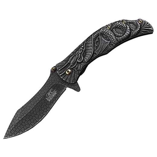 Dragon Sculptured Masters Collection Spring Assist Folding Knife (MC-A014SW) It Is the Coolest Folding Knife You'll Ever See! Makes a Great Gift! (Stonewashed)