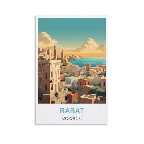 WGMDOEE Poster de voyage vintage Rabat Maroc 20 x 30 cm