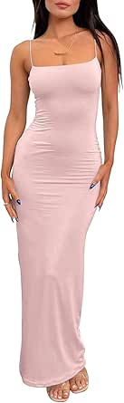 LILLUSORY Womens Summer Casual Slip Long Dresses Sexy Prom Sleeveless Blackless Bodycon Party Maxi Dress