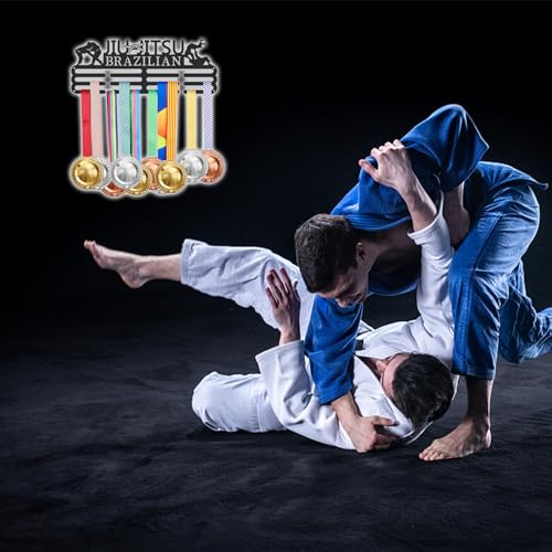 SUPERDANT Jiu Jitsu Brazilian Medal Hangers Jiu Jitsu Brazilian Medal Holder Personalised Medals Holder for Athletes Wall Mounted Medals 3 Rows Wall Hanging Awards Son Grandson Gift - Image 4