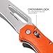 KLEIN TOOLS 44056 Pocket Knife, Stainless Steel Hawkbill Blade for Cable Skinning and Line Work, Bar Lock, Orange Handle with Lanyard Hole