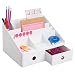mDesign Office Supplies Desk Organizer for Scissors, Pens, Markers, Highlighters, Tape - 2 Drawers, White