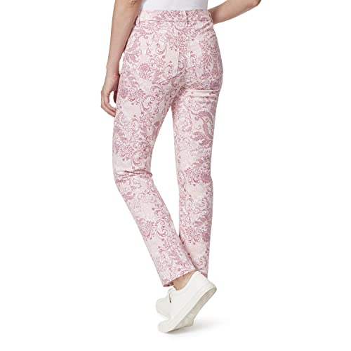Gloria Vanderbilt Women's Plus Size Amanda Classic Hr Tapered Jean, Rosy Pink Roman Scrolls, 183