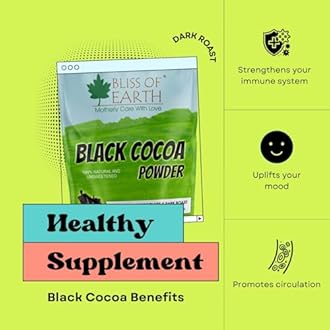 Bliss of Earth Black Cocoa Powder Natural and Unsweetened Carbon Black & Dark Roast Perfect for Cooking & Baking Cakes, Biscuits, Oreo, Chocolates, Smoothies 500GM