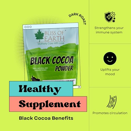 Bliss of Earth Black Cocoa Powder Natural and Unsweetened Carbon Black & Dark Roast Perfect for Cooking & Baking Cakes, Biscuits, Oreo, Chocolates, Smoothies 500GM