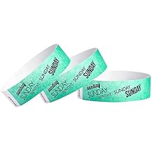 500 WristCo Sunday Aqua Tyvek Wristbands for Events - 34 x 10 - Waterproof Recyclable Comfortable Tear Resistant Paper Bracelets Wrist Bands for Concerts Festivals Admission Party Tours