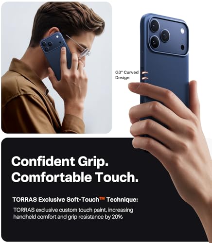 Image of TORRAS Magnetic Slim Fit for iPhone 17 Pro Case Thin, Deep Blue