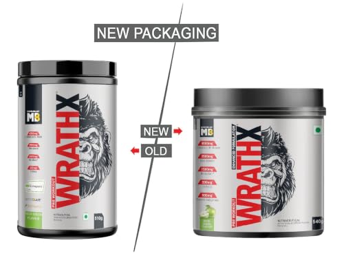 Image of MuscleBlaze Pre Workout WrathX Powder, Sour Green, 540g | 30 Servings | Fully Loaded, Crash Free with Caffeine, Citrulline and Beta Alanine