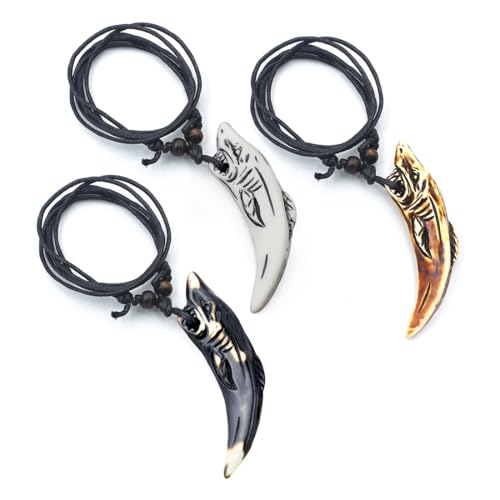 YUVKIN 3 Colgantes de Collar con Diente de Tiburón para Niñas,