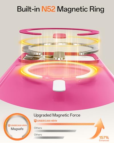 Image of UNBREAKcable Magnetic for iPhone 17 Pro Case 6.3-Inch, Compatible with MagSafe, Full Camera Protection, Built-in Magnetic Ring, Drop Protection Shockproof Slim Phone Cover - Hot Pink
