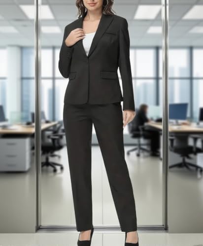 Women Pants Suit Business One Button Blazer Jacket with Pants for Office Ladies3