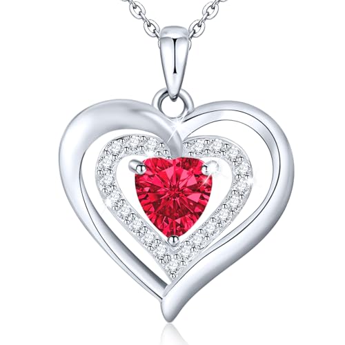 Pierre argent sterling collier cœur pour femme avec pierre de naissance