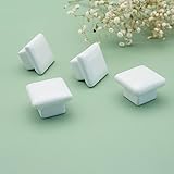 White Ceramic Cabinet Knobs Modern Drawer Pulls Handle Square Dresser Knob (1)