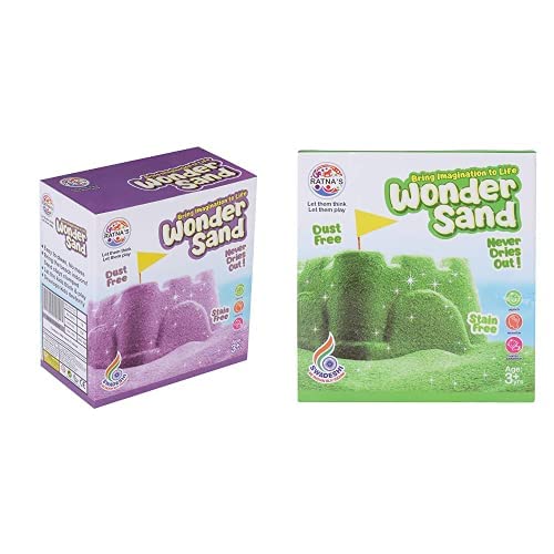 RATNA'S Wonder Sand with Tray for Play. Smooth Sand for Kids (Purple & Green 500 Grams)
