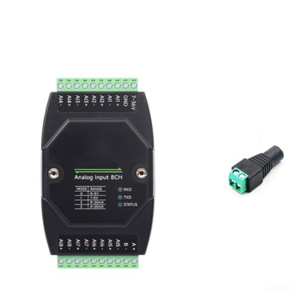 Scheda di acquisizione dati analogica industriale 8CH per modbus per rtu Protocollo RS485 Interfaccia DIN montato su guida DC 7V a 36V Alimentazione (A)
