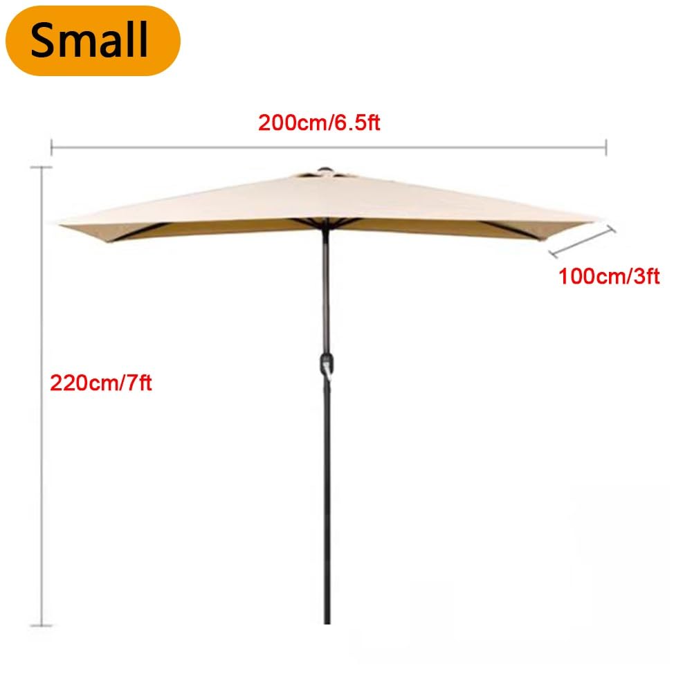 Parasol tarasowy 6,5' x 3' pół - parasol na stół targowy z podnośnikiem korbowym zewnętrzna osłona przeciwsłoneczna na taras i ogród 8' x 4' (biały 250 x 130 cm) - trwały i stylowy