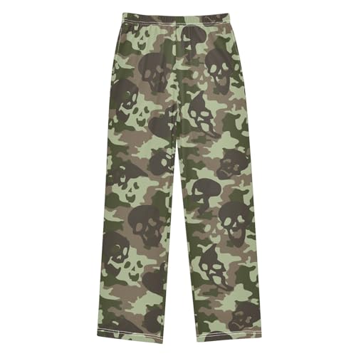 ZZXXB Camouflage Skull Boys Long Pants Soft Trousers Elastic Waist Kids Lounge Bottoms with Pockets S-XL