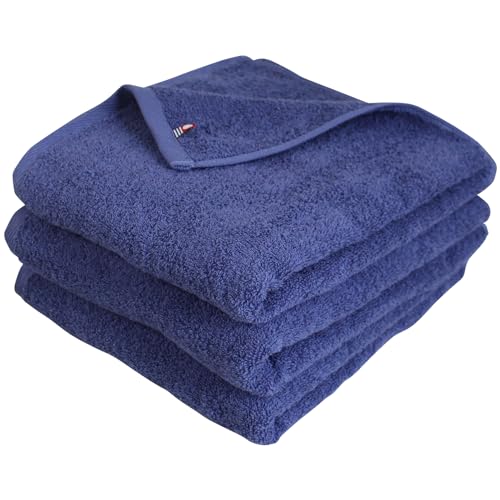 ミニバスタオル 今治 50×100cm 3枚セット バスタオル 小さめ コンパクトバス バスタオルの代わり おしゃれ 可愛い 無地 日本製 綿100% 部屋干し 吸水 速乾 (ネイビー, ミニバスタオル 3枚)