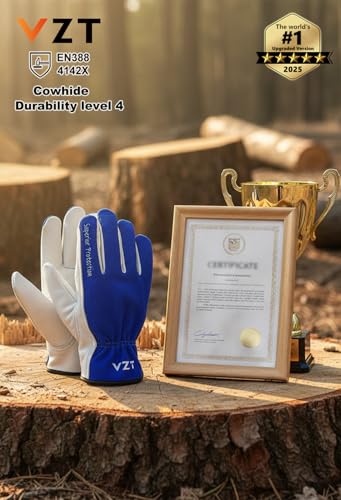 VZT 12 Pairs Cowhide Work Gloves