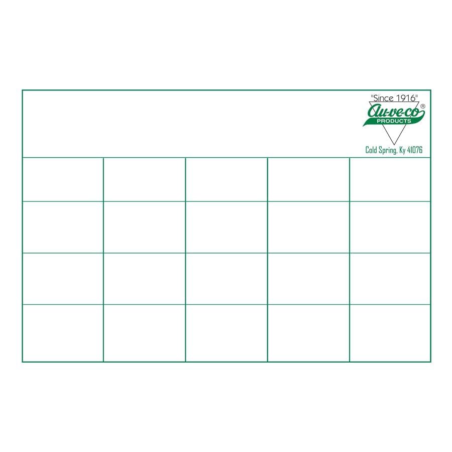 Auveco # 2-620L Small Drawer 20 Comp Layout Label. Qty 5.