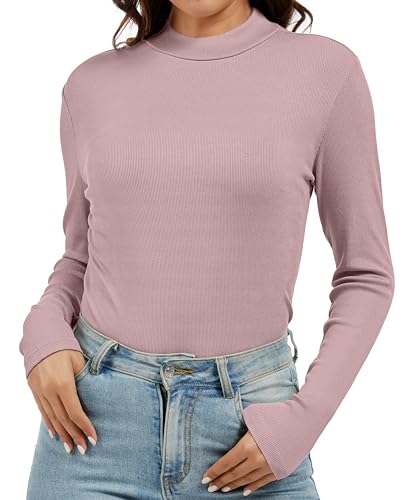 Jeqeocafy Women's Knitted Rib Mock Neck Long...