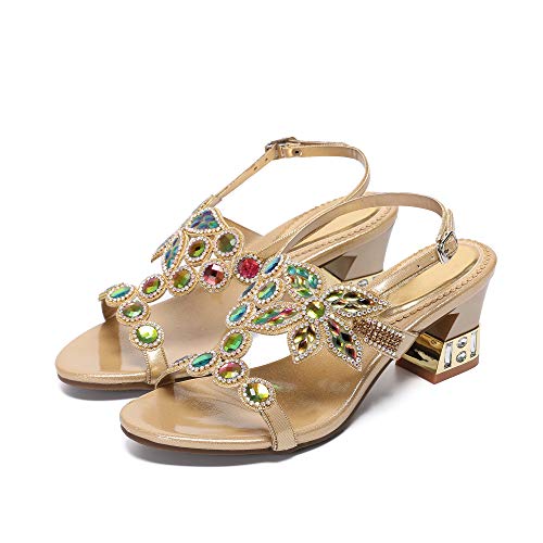 Image of Women's Handmade Rhinestones Crystal Heel Evening Bridal Wedding Prom Sandals Heeled 6.5 cm