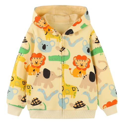 Image of Toddler Zip Up Hoodie Sweatshirt Fall Clothes Boys Jacket With Hood 2-7 Years