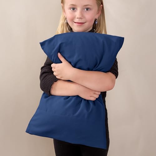 Image of Bare Home Microfiber Pillow Cases - Toddler Size Set of 2 Cooling Pillowcases Double Brushed Dark Blue Pack Easy Care (Toddler Pillowcase 2, Dark Blue)