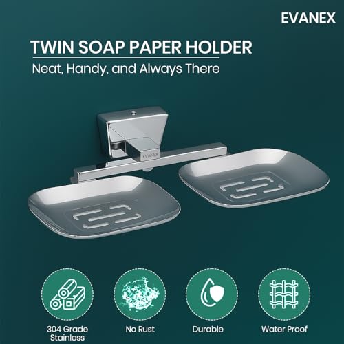 Image of EVANEX EVANEX 304 Grade Stainless Steel Dual Soap Holder for Bathroom /Corrosion Free Soap Stand /Soap Dish for Kitchn Sink /Soap Case /Wall Mounted Soap Organizer /Bathroom Accessories Set