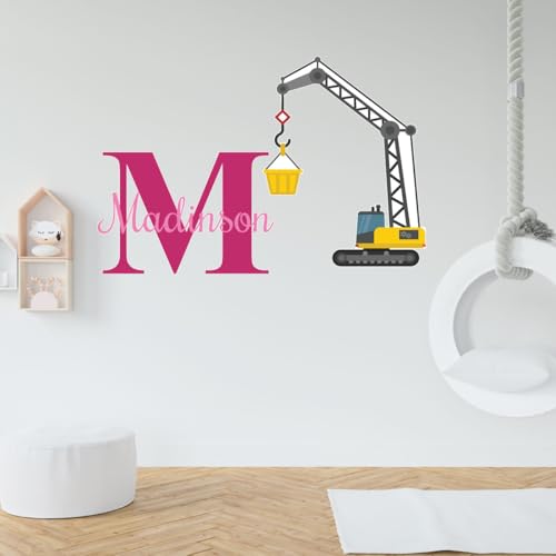 Vinilo decorativo personalizado grúa para habitación infantil