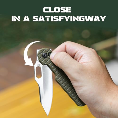 Kizer Cormorant Button Lock EDC Folding Knife, Thumb Hole and Flipper Opening Folding Pocket Knife (Olive Green)