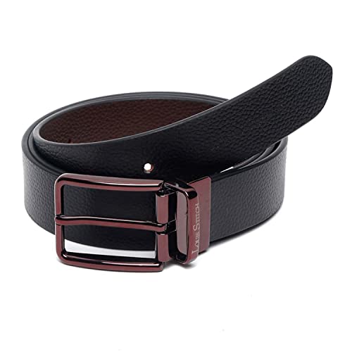 Image of LOUIS STITCH Men's Italian Leather Reversible Belt 1.25 inch (35mm) Handcrafted Formal Waist Band Officewear Men Gents Boys (Brown /Black) (FF-CS-)