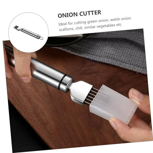 Outil de coupe d'oignons verts en acier inoxydable robuste silver - 7