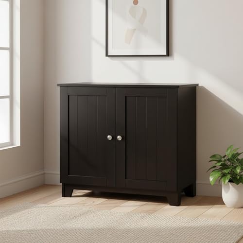 Redmon Contemporary Country Double Door Linen Storage Cabinet, Espresso - image 5