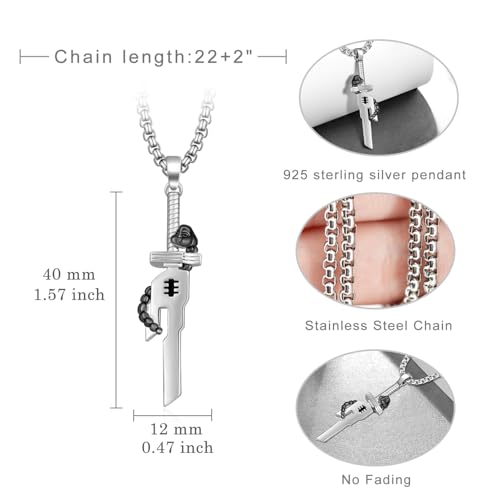Toji Fushiguro Necklace 925 Sterling Silver Toji Necklace Inverted Spear of Heaven Necklace JJk Jewelry Gifts for Anime Fans4