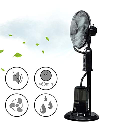 [in.tec] Ventilador humidificador 125x40x40cm Climatizador Pulverización del Agua Ventilador de pie Silencioso 3 Velocidades Enfriador 75W Negro