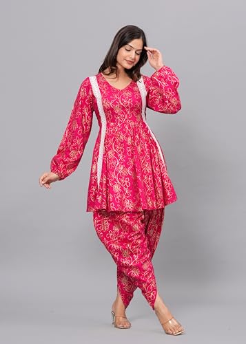 Image of Womens Kurta With Dhoti Pant | Kurta Dhoti Set Festival Wear |Kurta Dhoti Pant Set for Womens