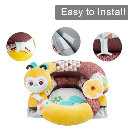 Image of Lovvie & Joy 2-in-1 Tummy Time Mat & Seated Support Pillow,Baby Tummy Time Pillow Support for Newborns and Older Babies,with Detachable Support Pillow and Toys Bee Spirit